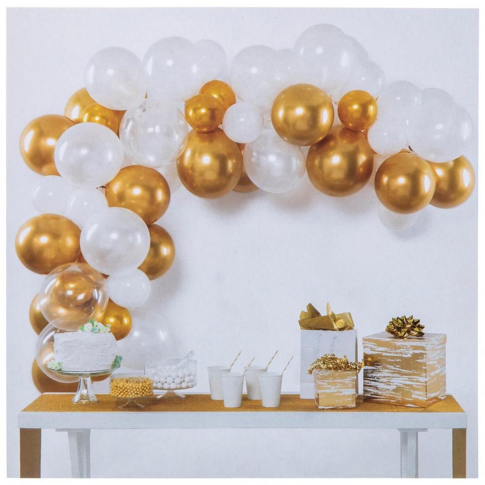 Gold & pearl white Balloon Garland