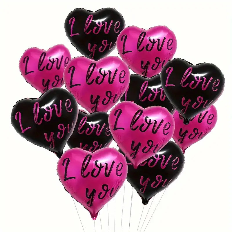 مجموعة بالونات هيليوم على شكل قلوب عيد الحب
