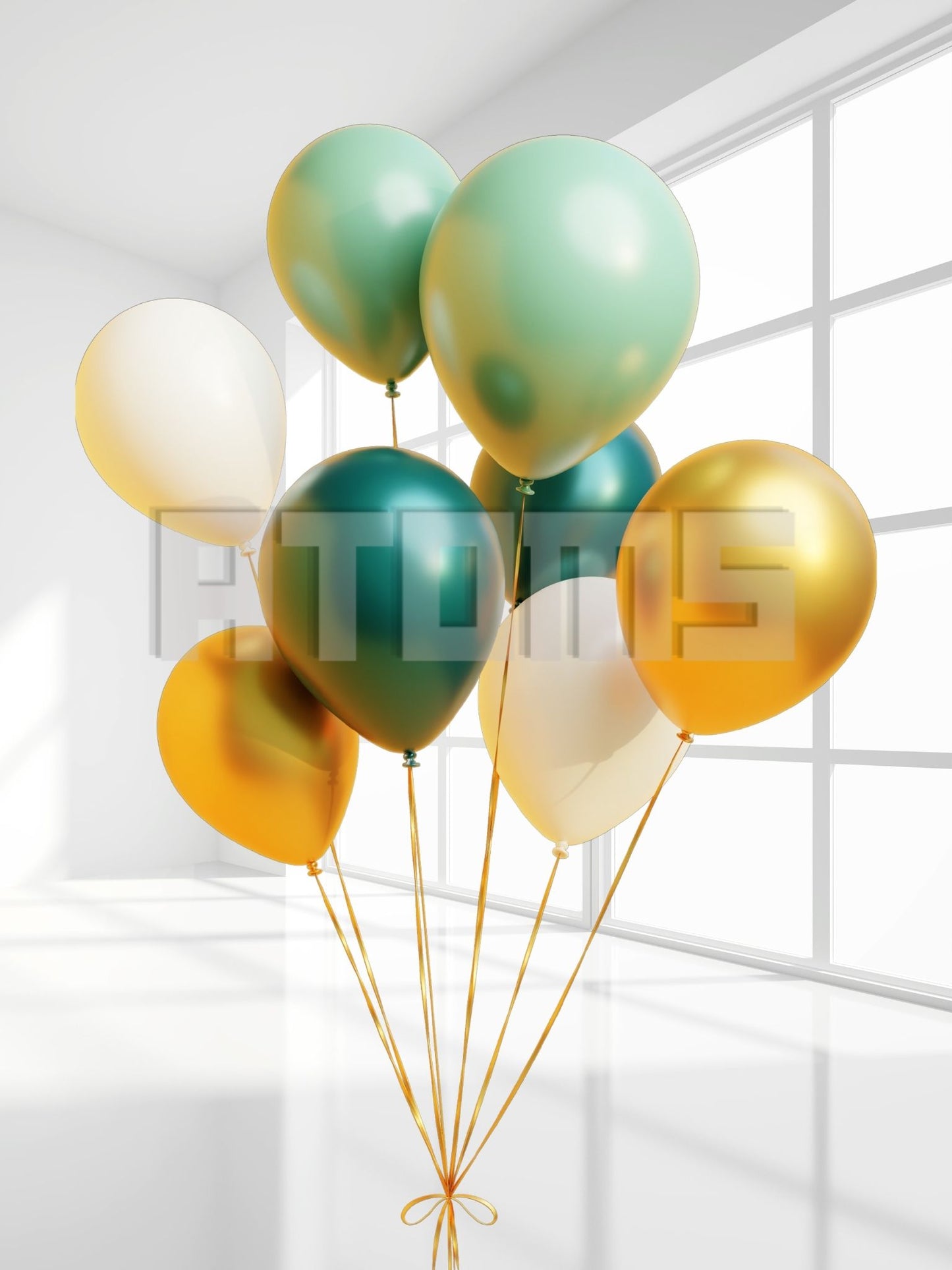 مجموعة بالونات هيليوم باللونين الأخضر والذهبي