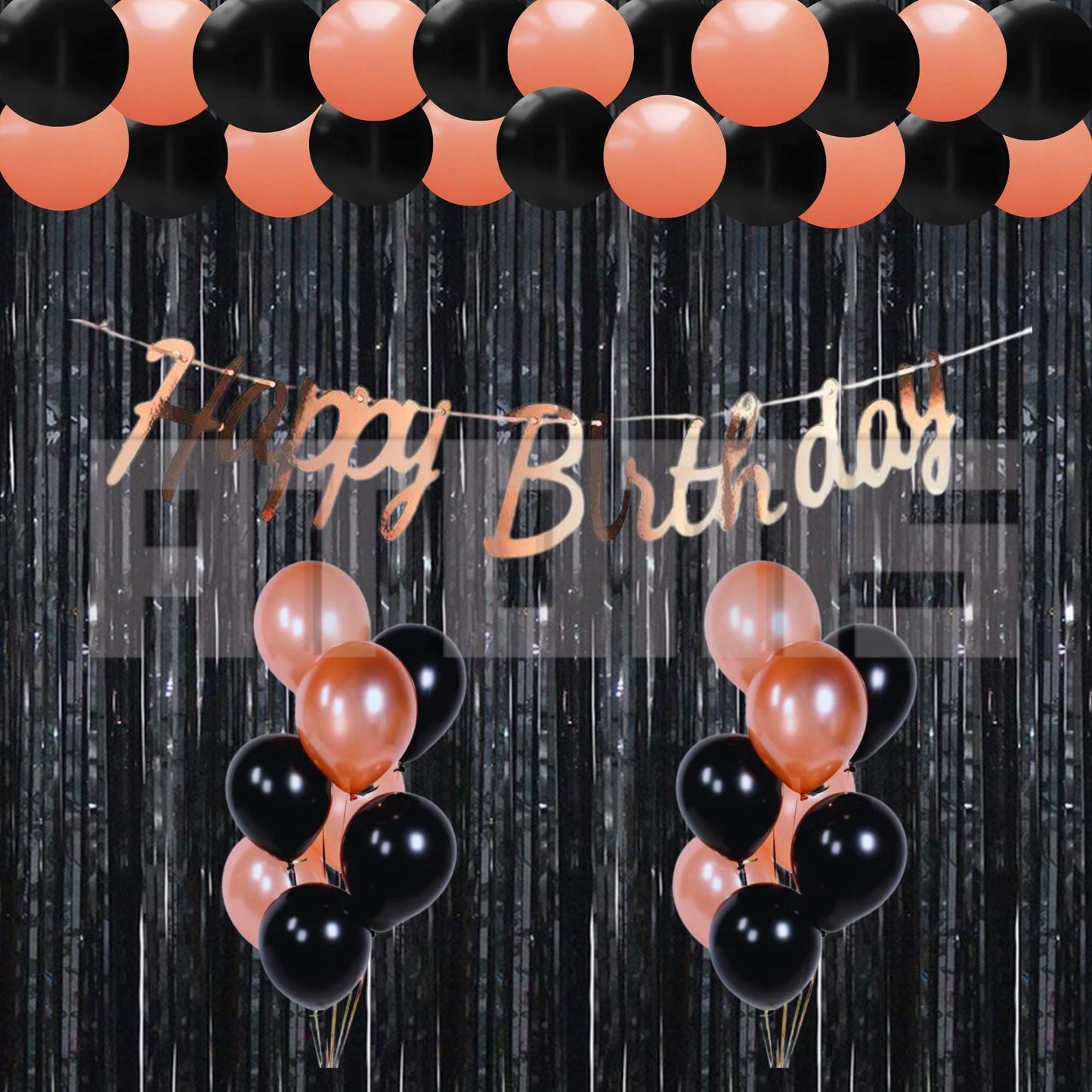 Rose Gold & Black Birthday Set