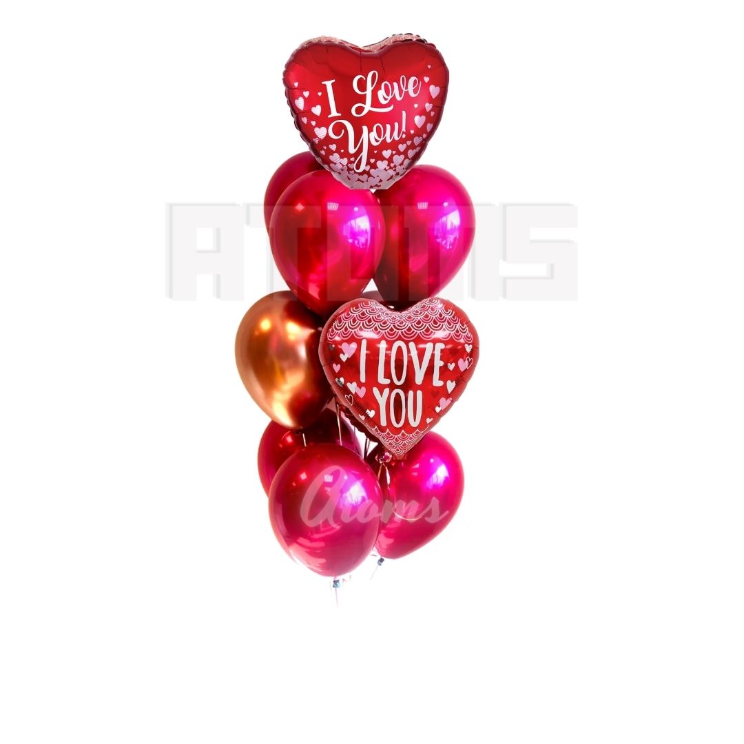 Valentines Hearts Helium Balloon Bunch