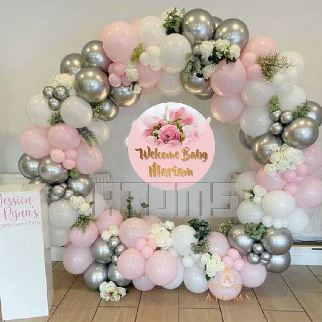 موضوع حفل استقبال المولود باللون الوردي