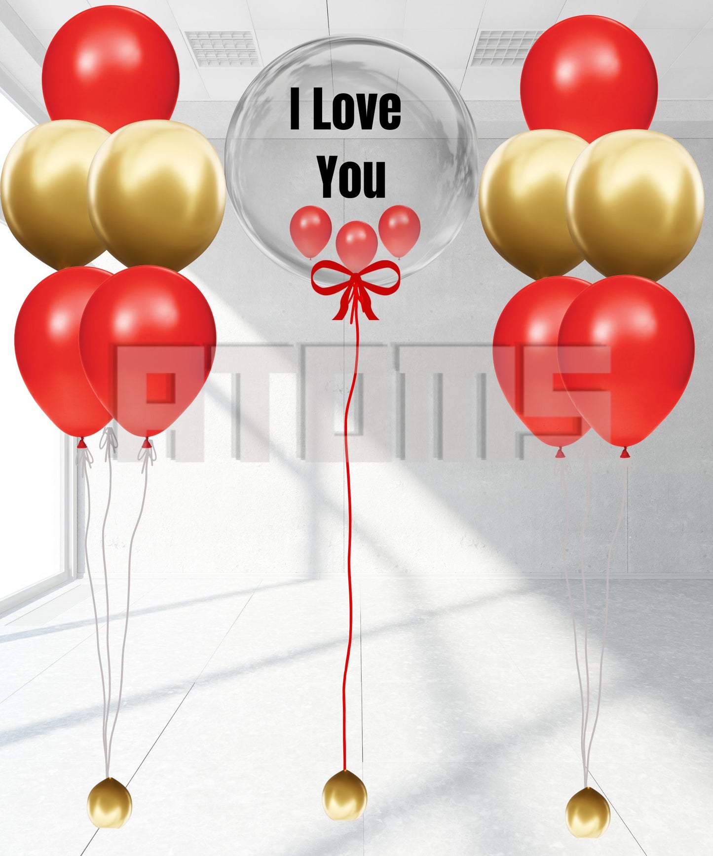 Valentines I LOVE YOU Balloon Bunch