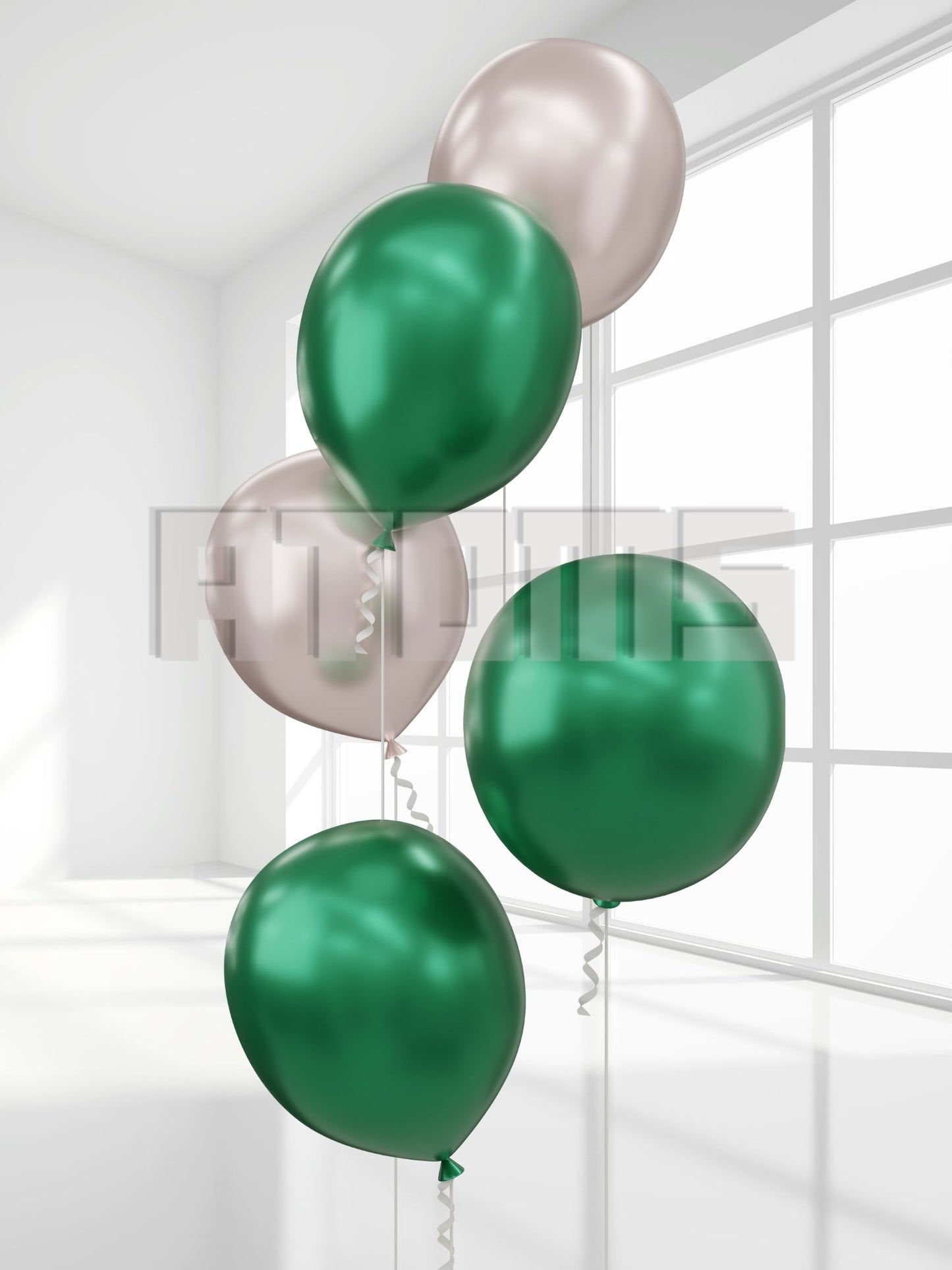 مجموعة بالونات هيليوم خضراء وفضية