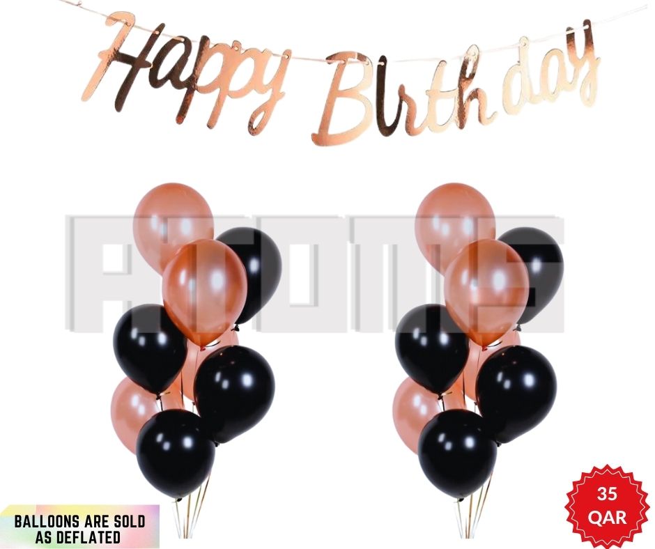 Rose Gold & Black Birthday Set