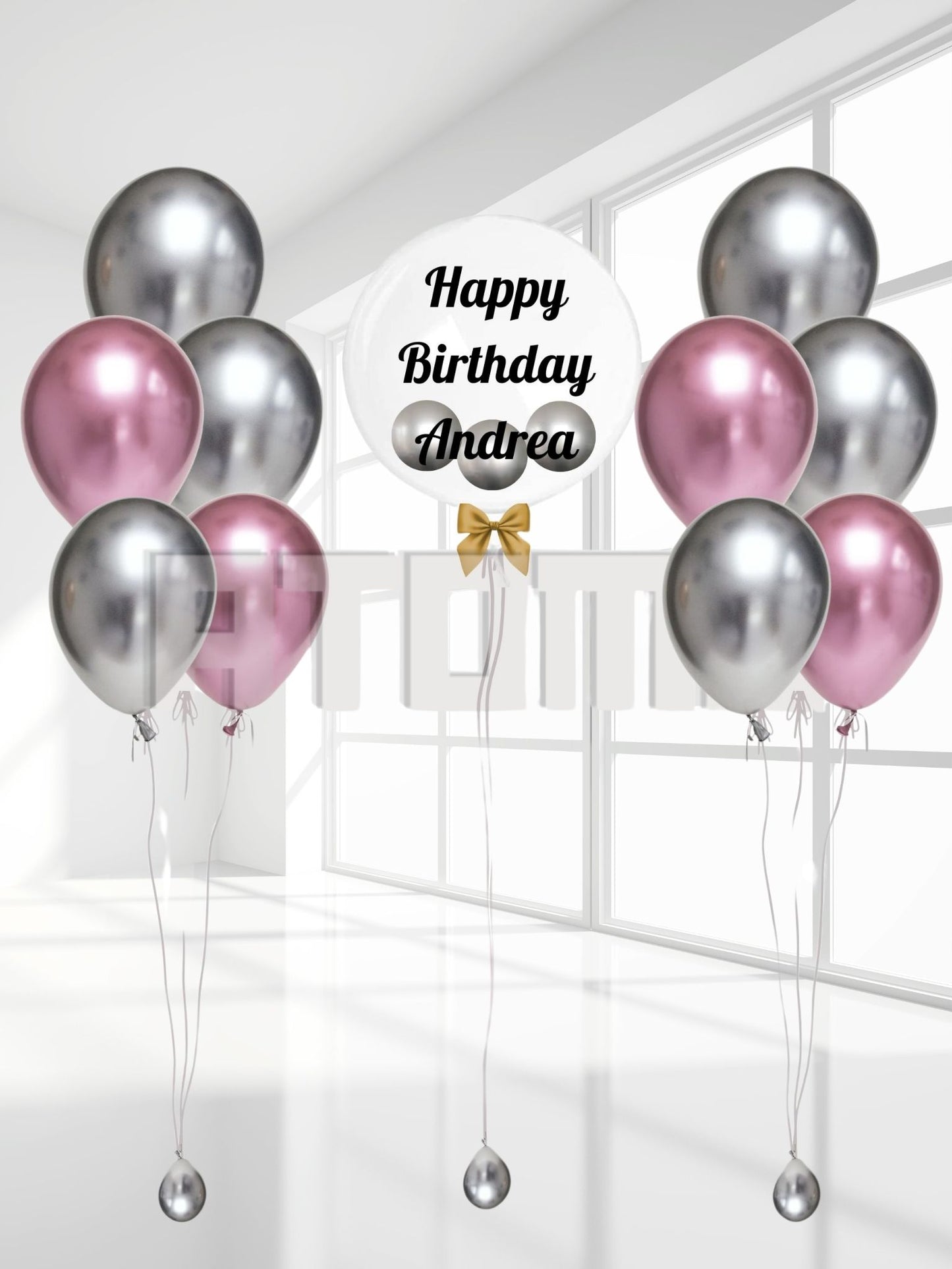 مجموعة بالونات عيد ميلاد وردية اللون