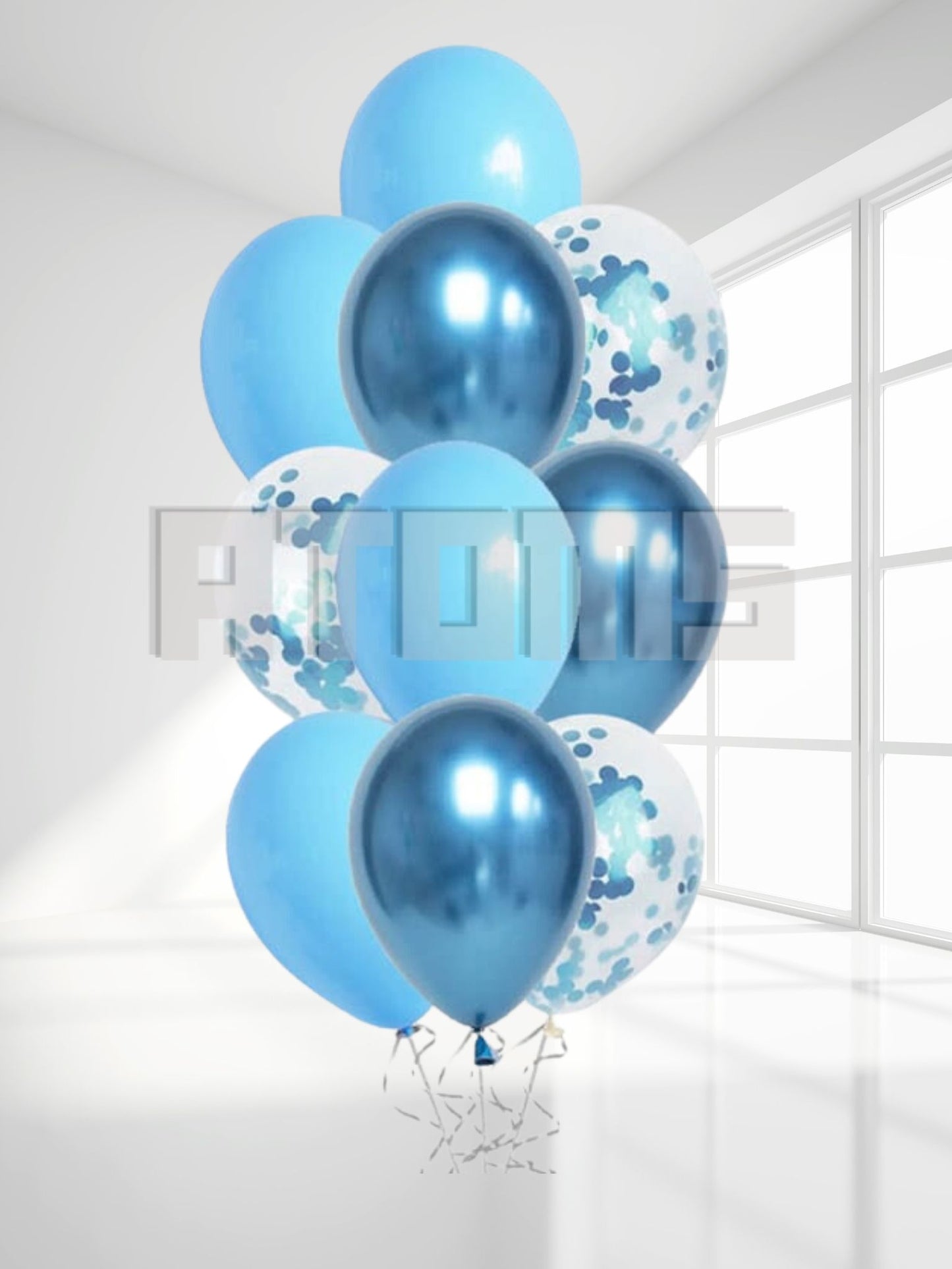 مجموعة بالونات الهيليوم الزرقاء
