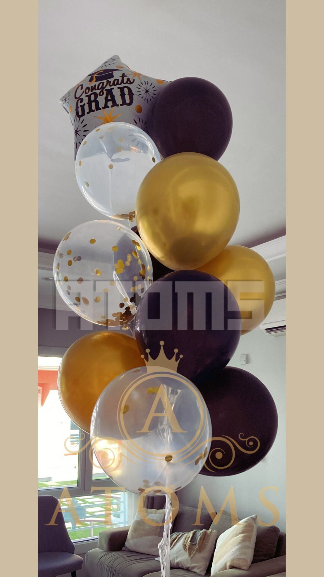 مجموعة بالونات هيليوم ذهبية وسوداء