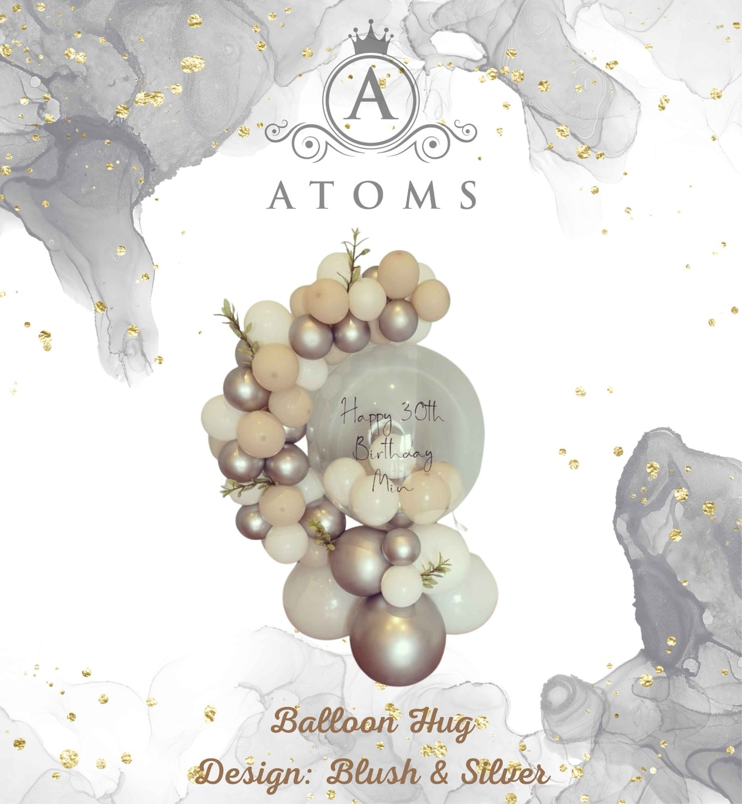 عناق البالون الوردي والفضي