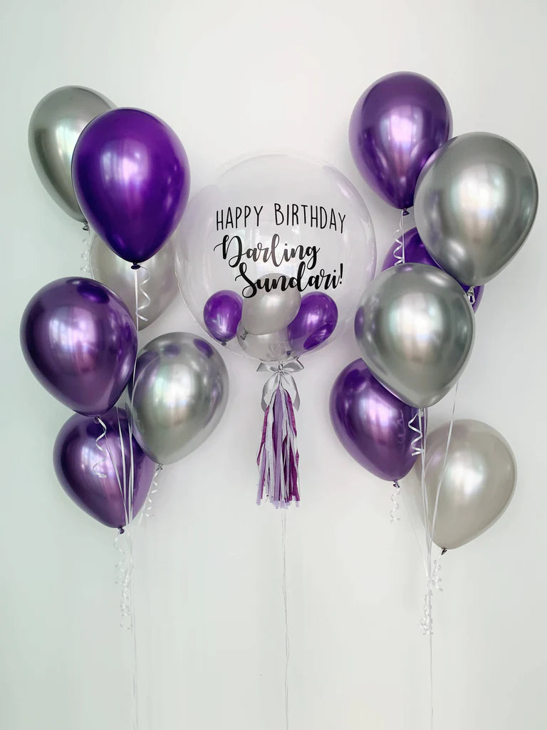 Purple & Silver Helium Balloon Bunch
