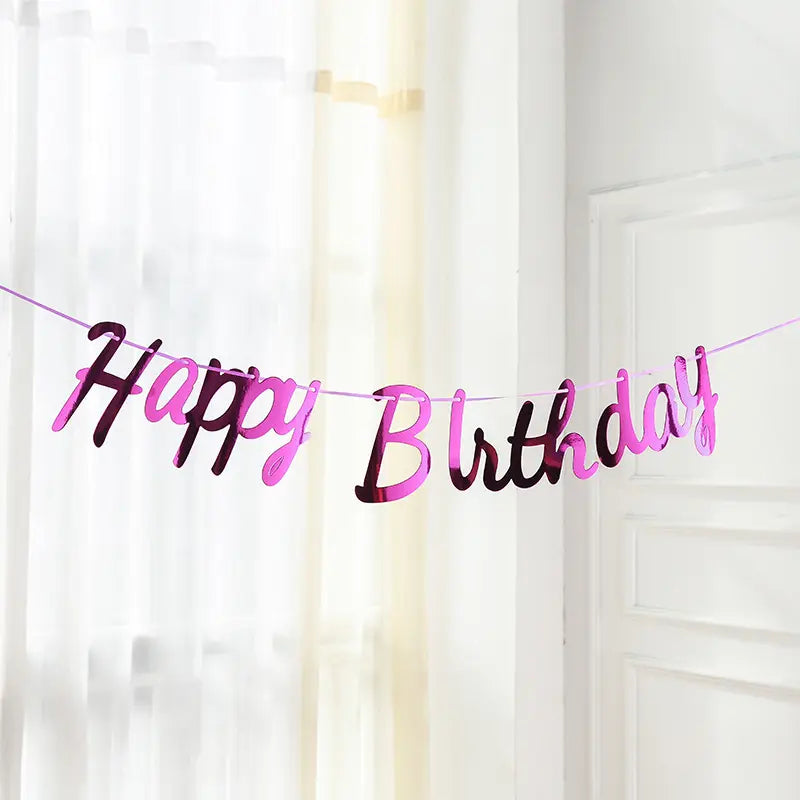 لافتة ورقية وردية لعيد ميلاد سعيد