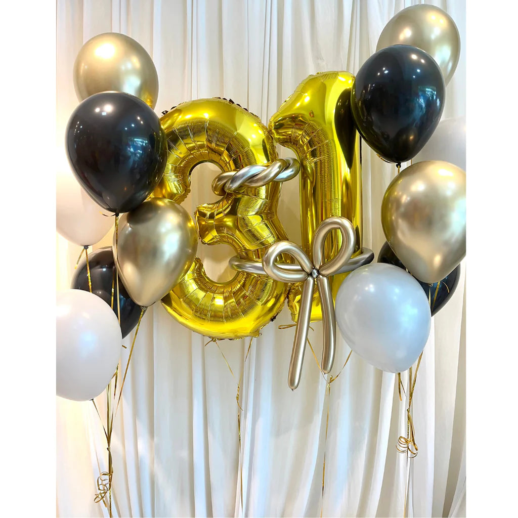 Black & Gold Helium Balloon Bunch