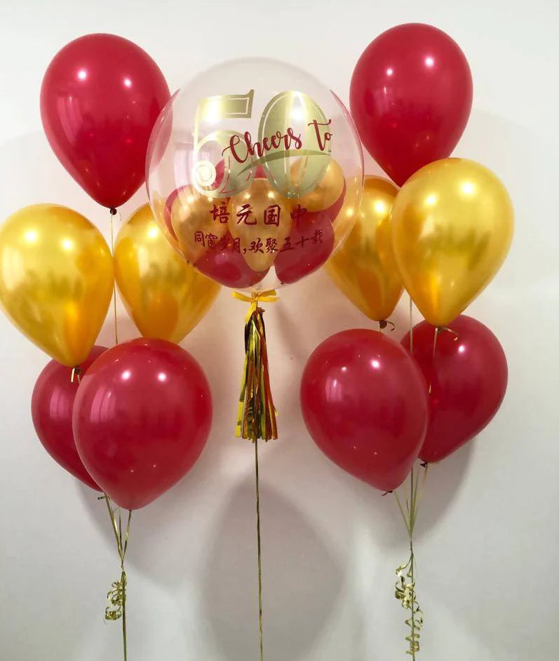 Red & Gold Helium Balloon Bunch