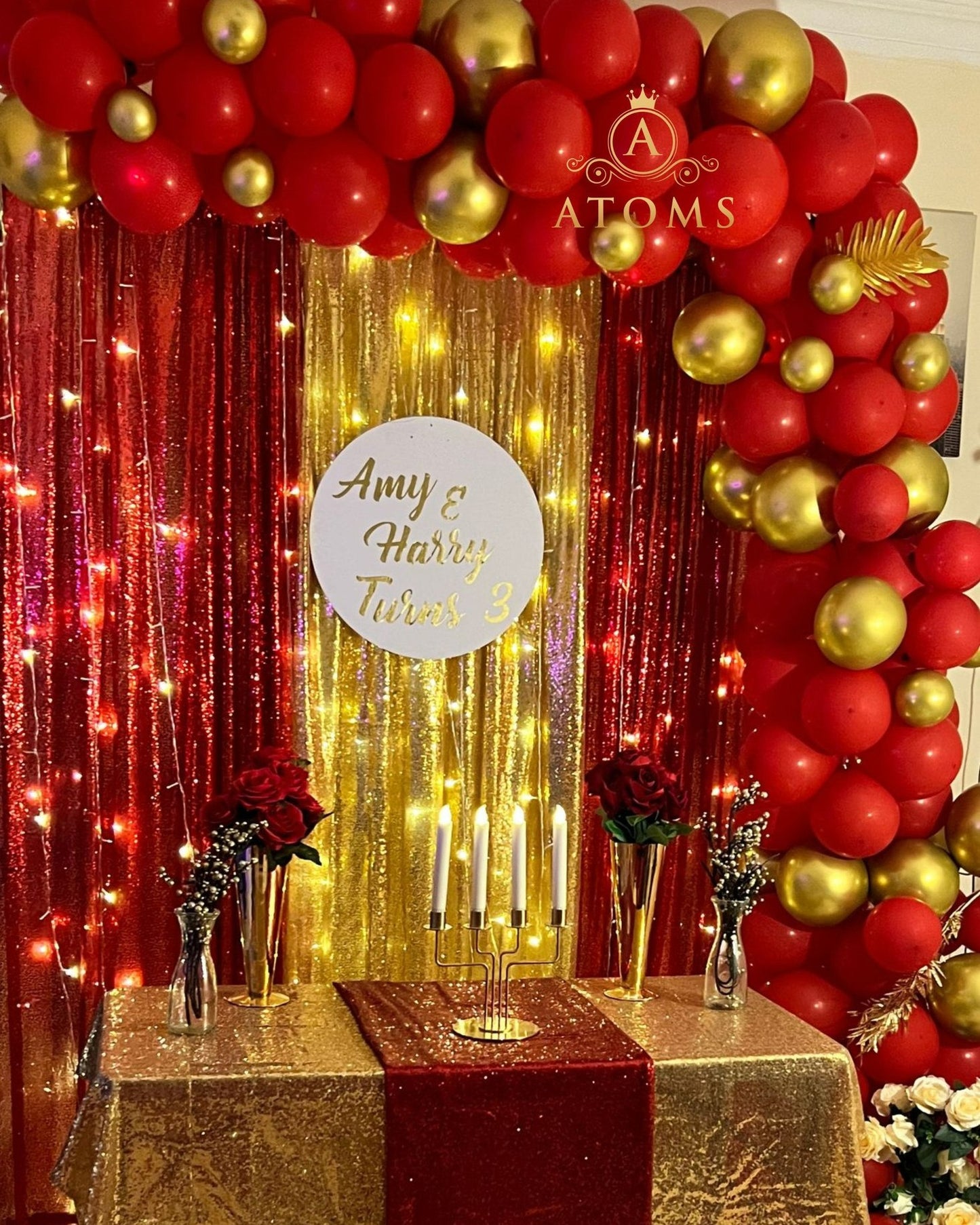 Red Curtains Décor Setup