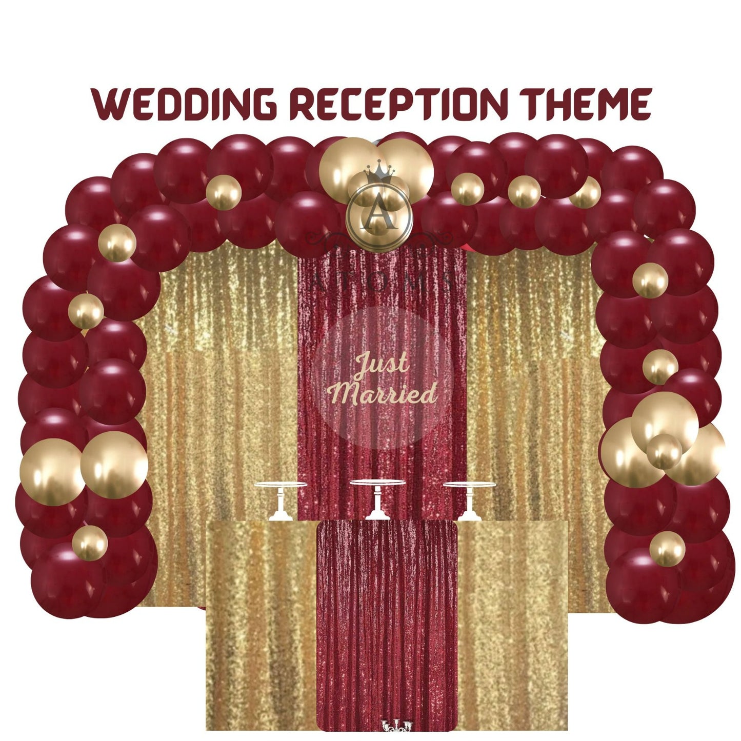 ستارة باللون العنابي والذهبي مع إعدادات ذهبية