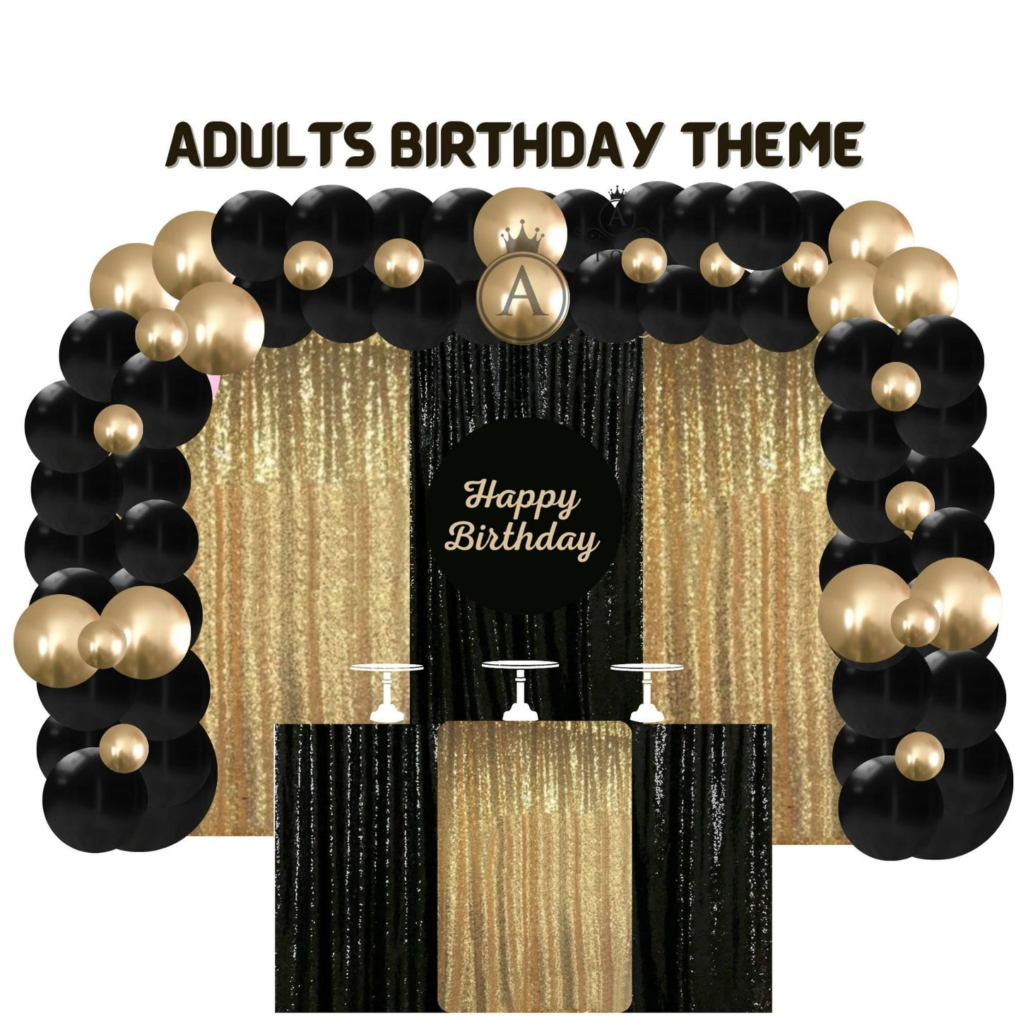 ستارة ذهبية وسوداء مع إعدادات ذهبية