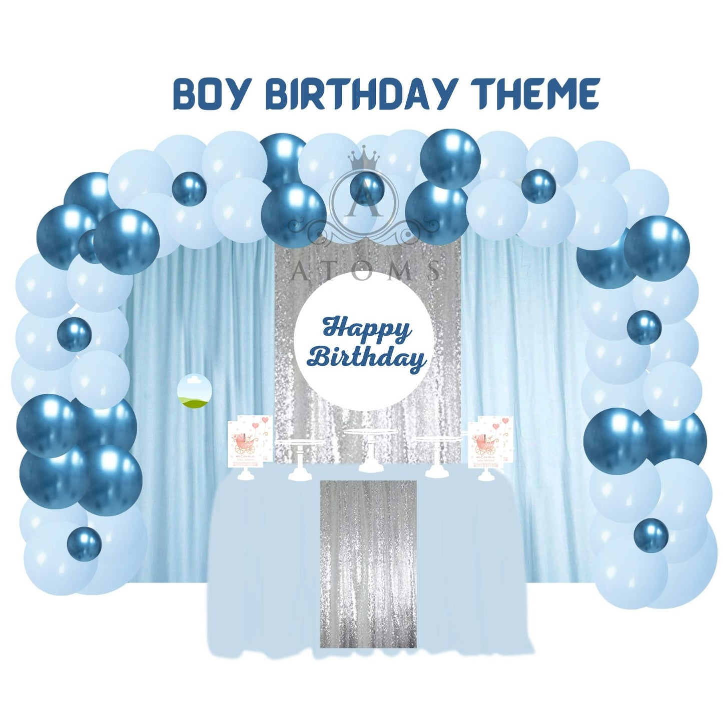 Blue and Silver Curtain Gold Setup