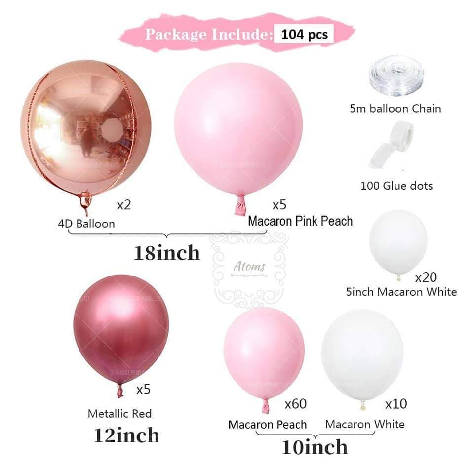 مجموعة قوس البالون الوردي