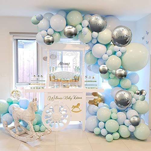 Pastel Green & Silver Balloon Arch Set