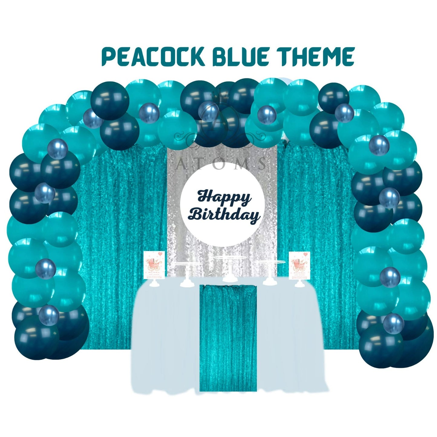 ستارة باللون الأزرق الطاووسي والفضي مع نظام ذهبي