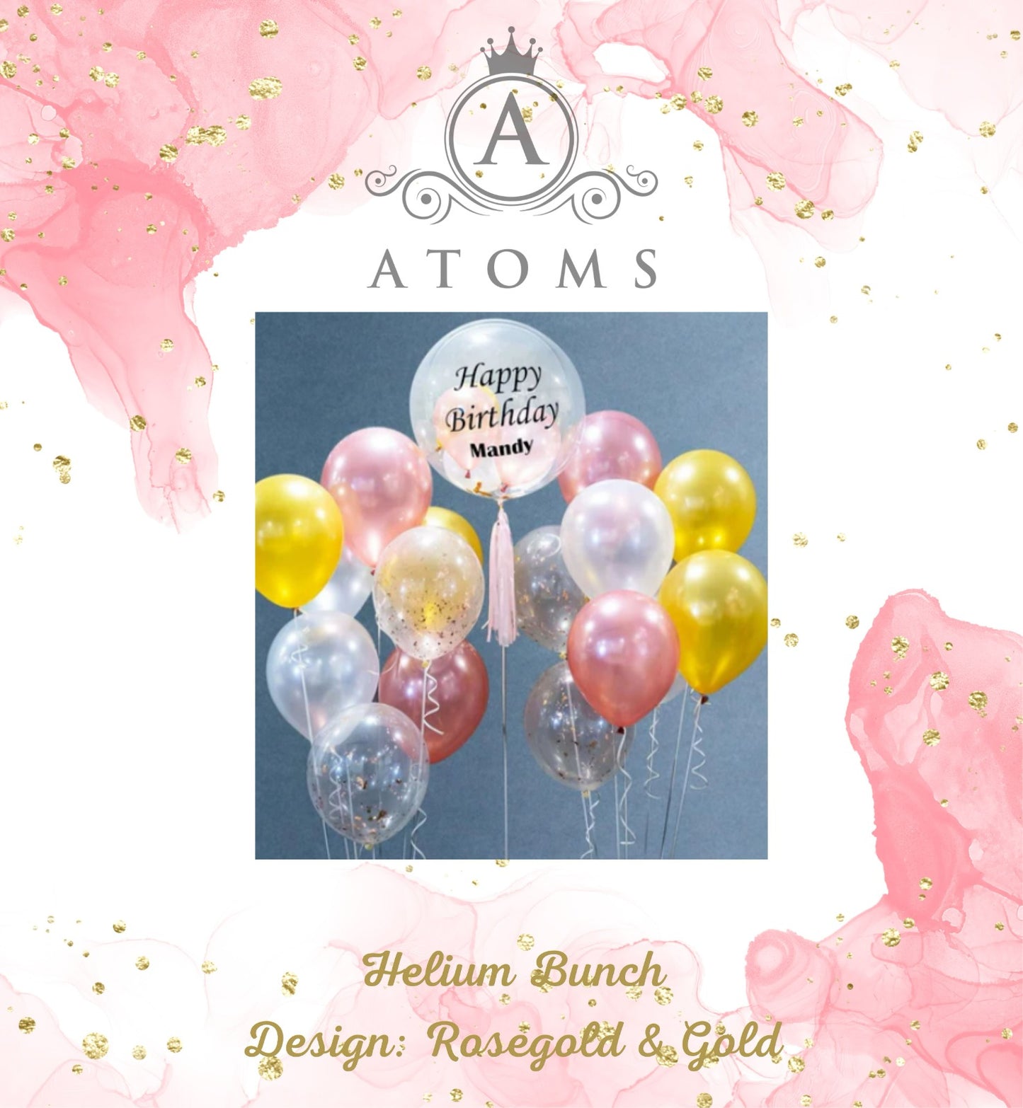 Rosegold & Gold Helium Bunch Setup