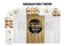 Load image into Gallery viewer, Pink Theme Graduation Curtains Setup
