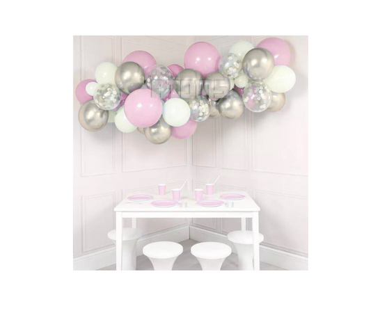 Pastel Pink & Silver Balloon Garland