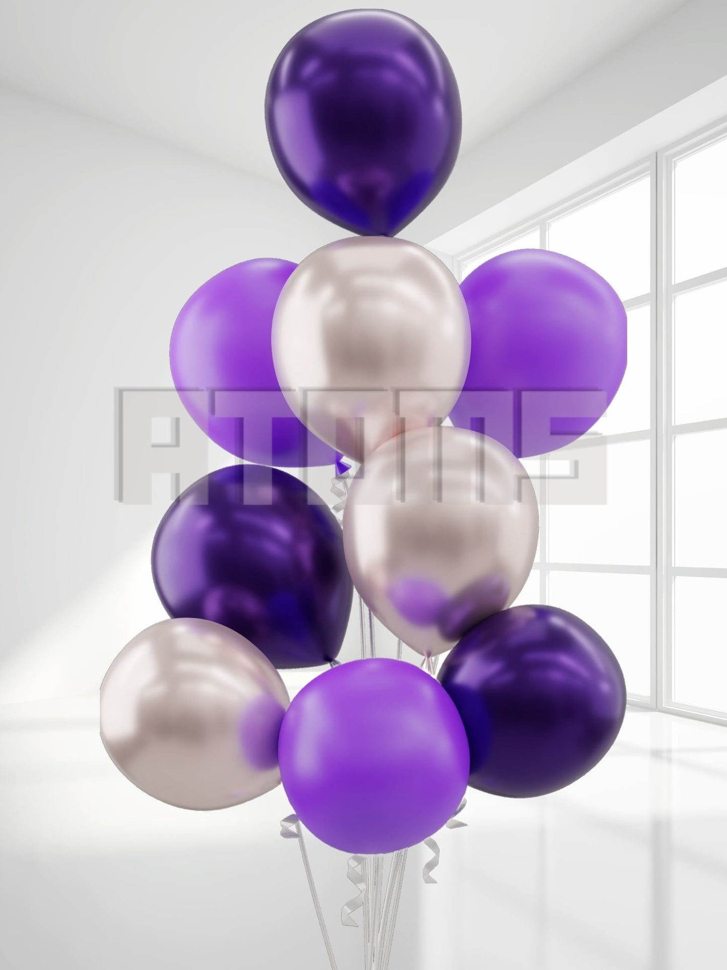 Purple& Silver Helium Balloon Bunch