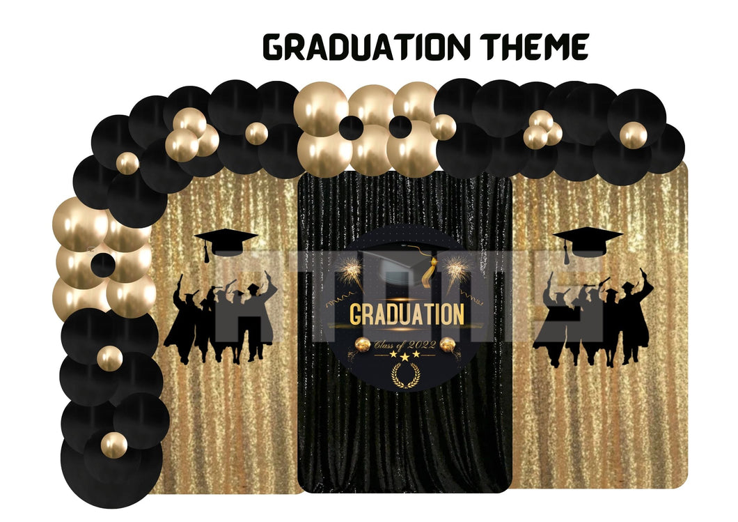 Graduation Theme Curtains Setup