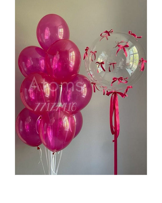 Pearl pink Ribbon Balloon bunch