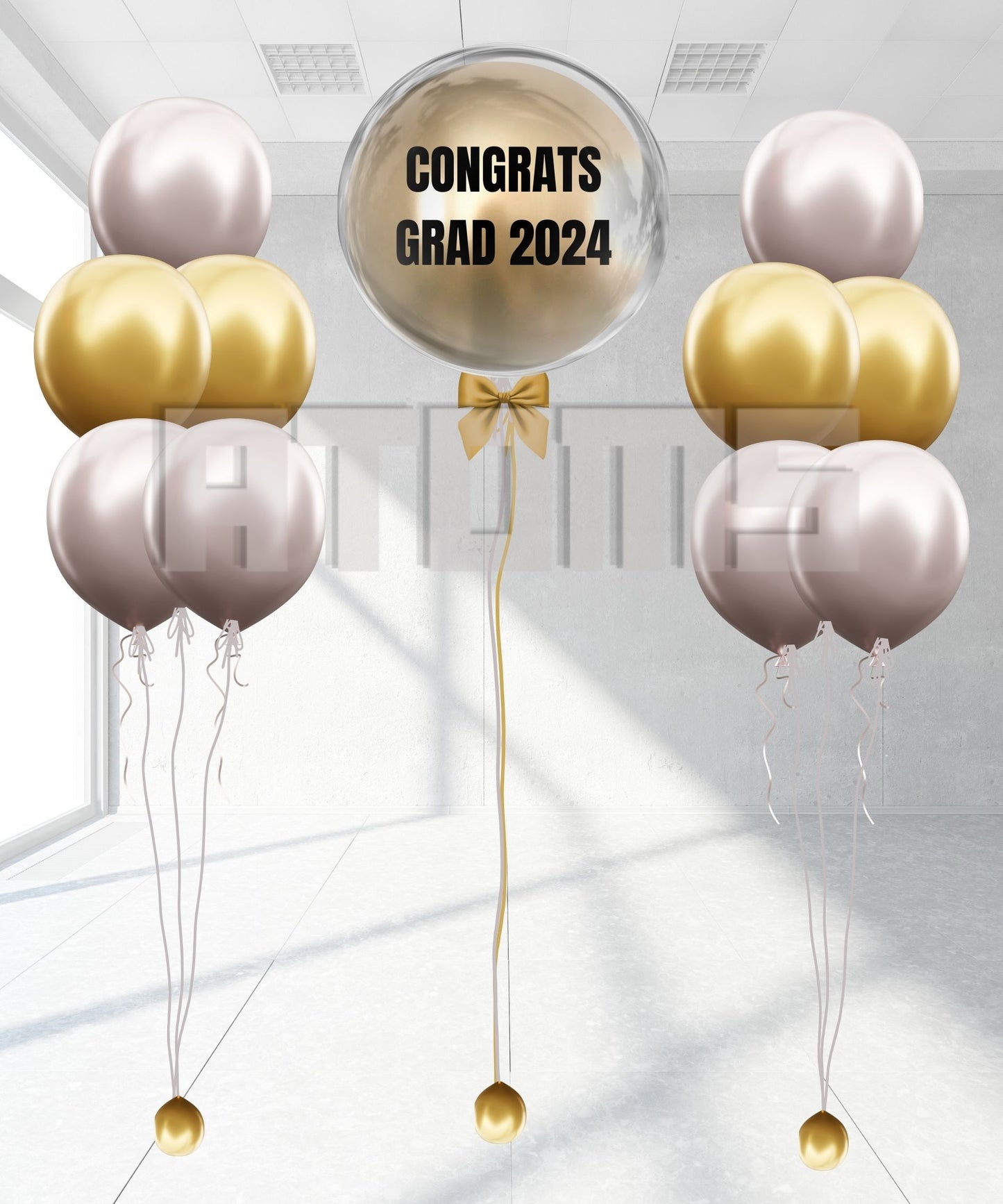 Graduation Helium Balloon Bunch (Black & Gold)