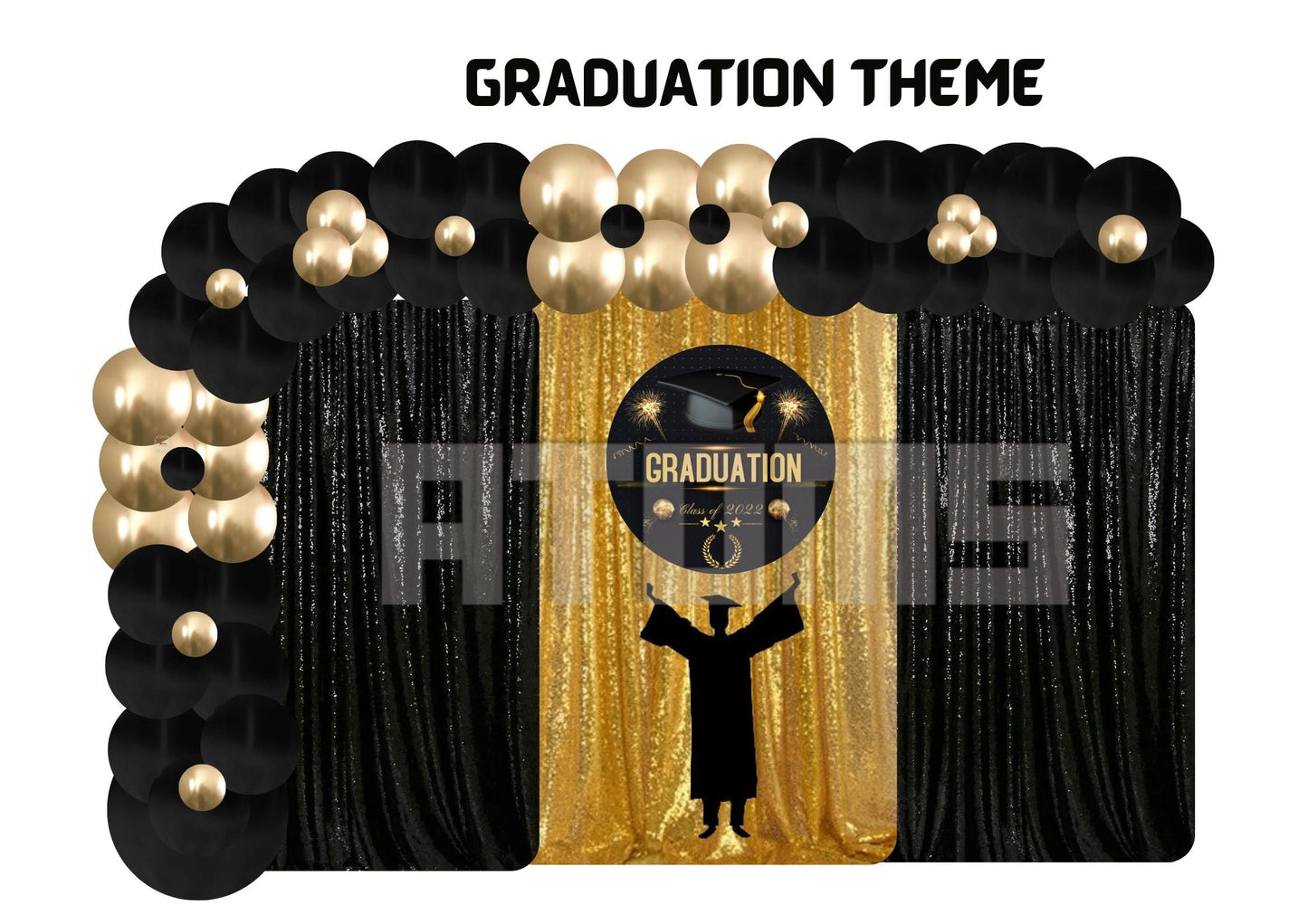 Pink Theme Graduation Curtains Setup