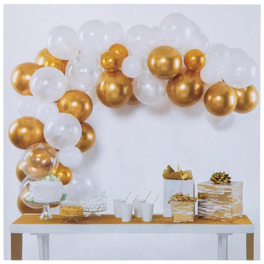 Gold & pearl white Balloon Garland