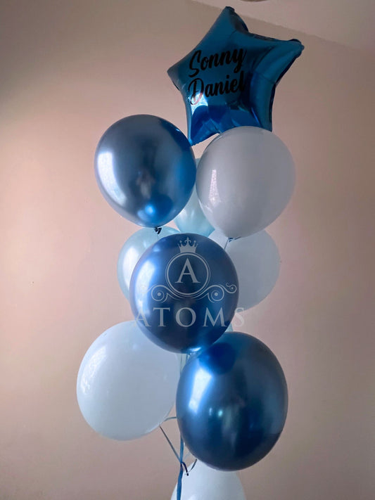 Customised Blue Helium Balloon Bunch