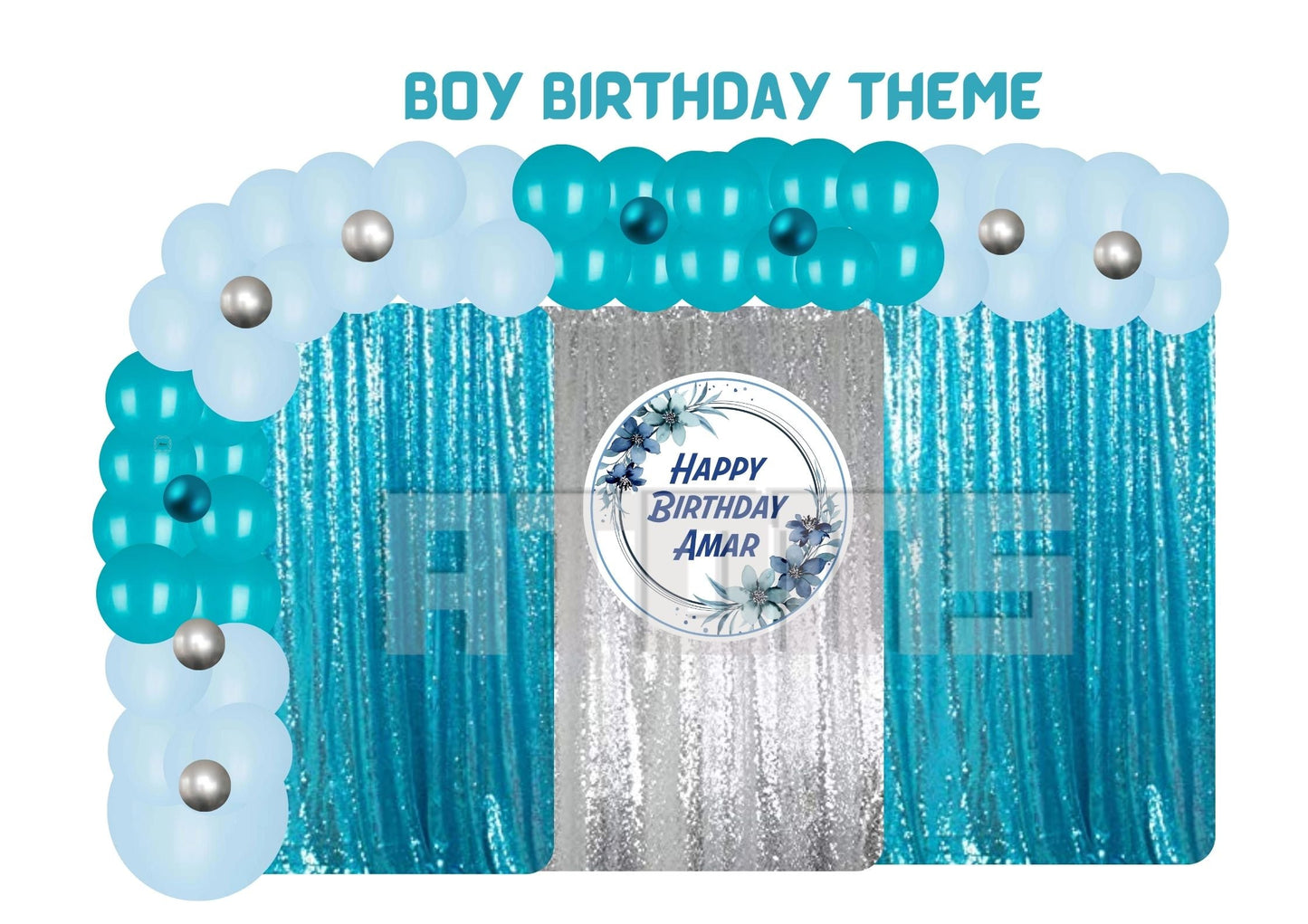 Boy Birthday Curtain Setup