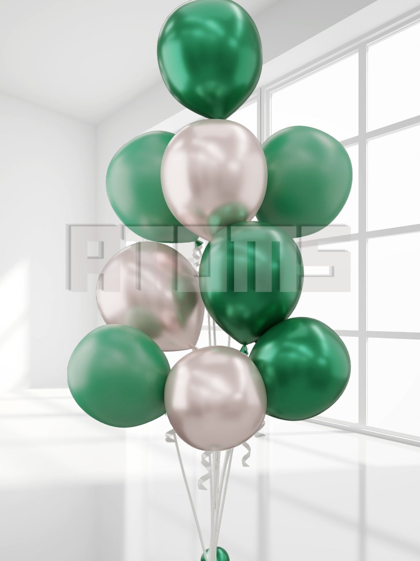 Green & Silver Helium Balloon Bunch