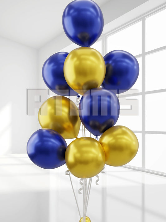 Gold & Blue Helium Balloon Bunch