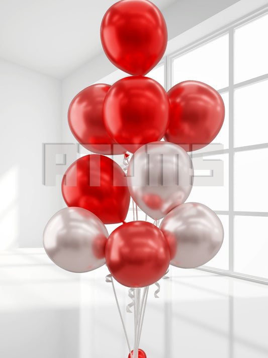 Red & Silver Helium Balloon Bunch