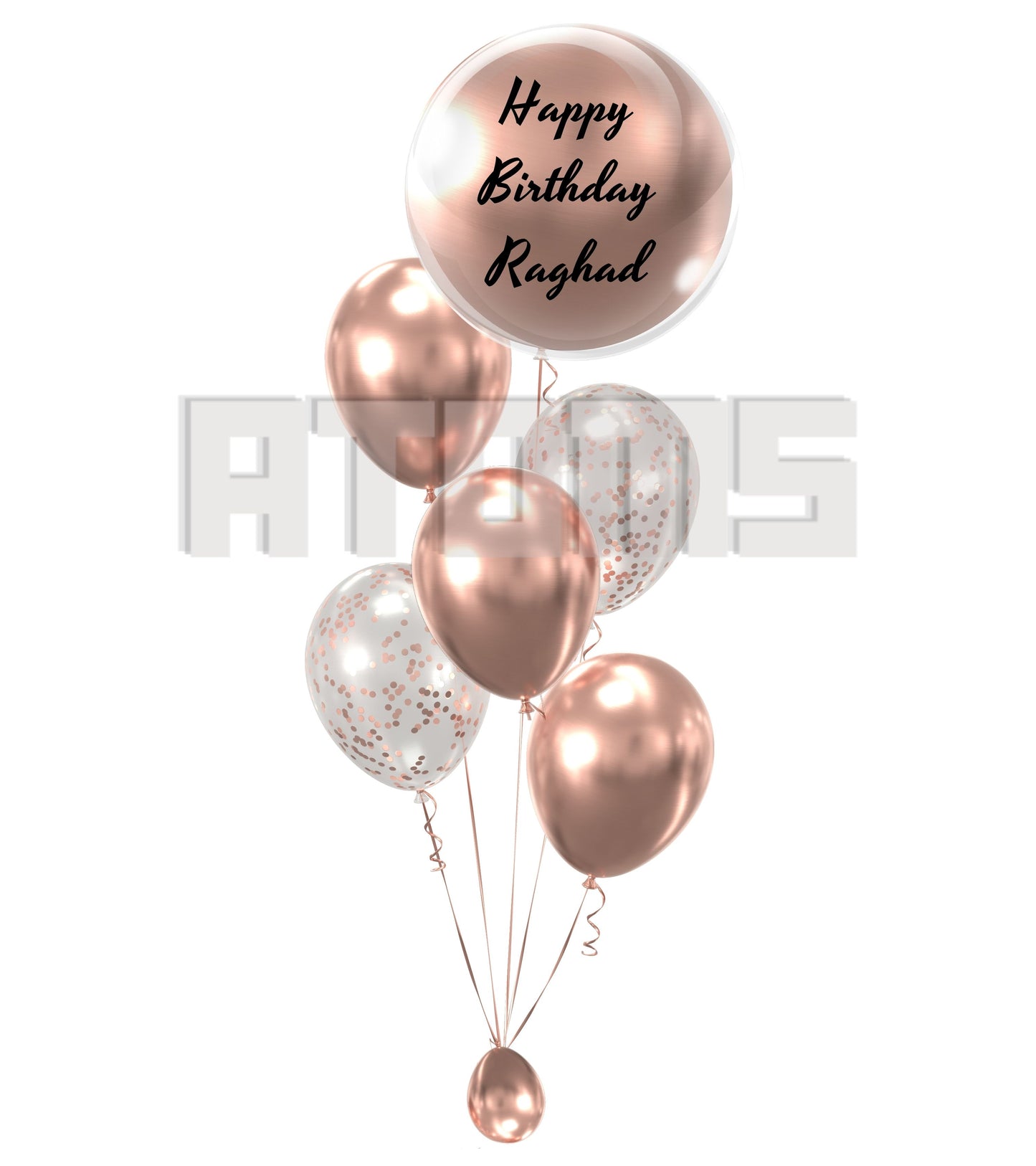 Rosegold Helium Balloon Bunches