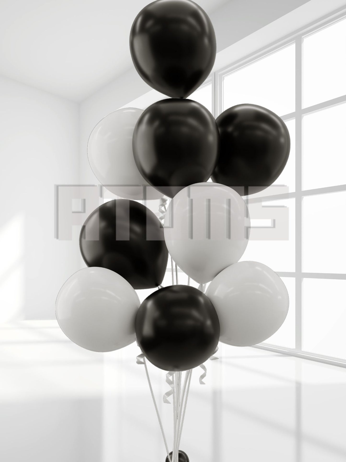 Black & White Helium Balloon Bunch