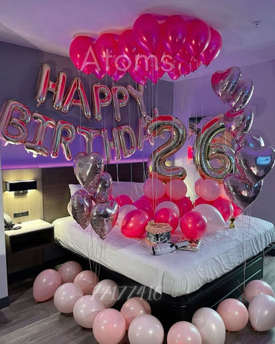 Pink & Silver Balloon Surpise Room Decor