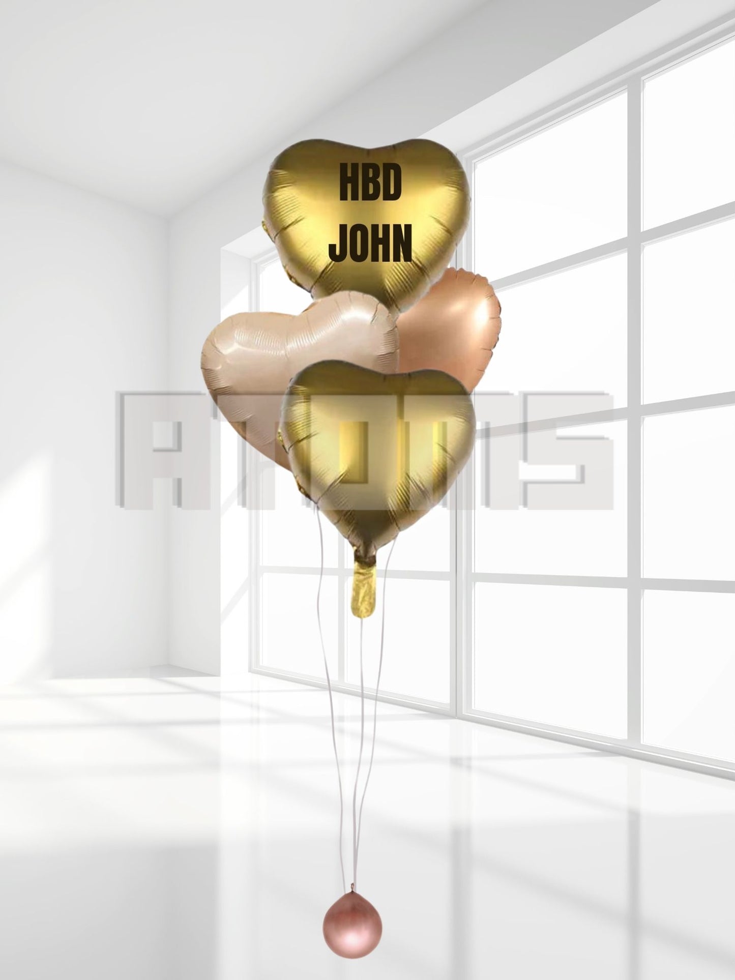 Gold & Blush Heart Balloon Bunch