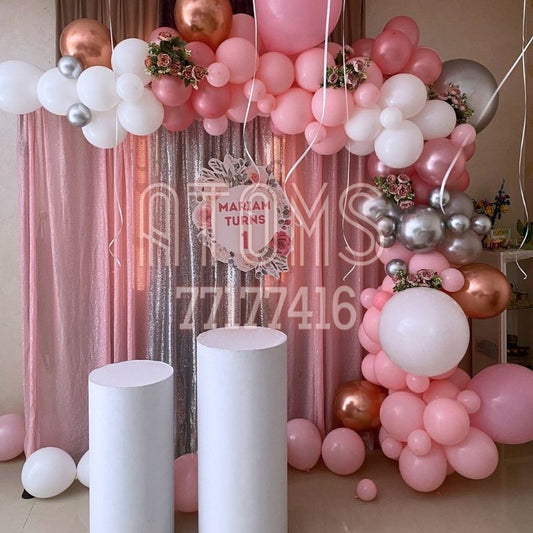 Girl Birthday Curtain Gold Setup