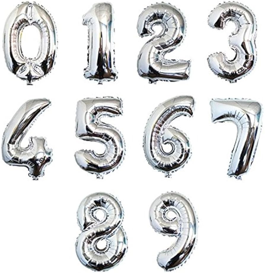 16 inch Silver Number Balloon