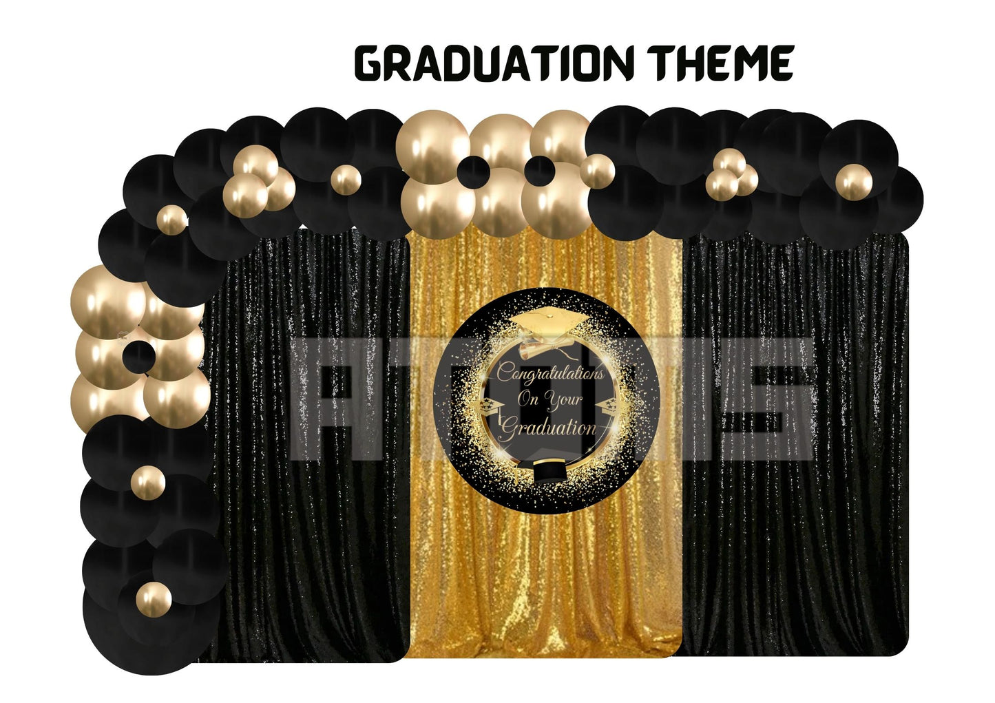 Graduation Theme Curtains Setup
