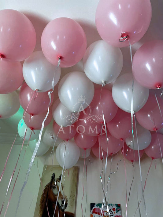 Pink & white Helium Balloon Bunch