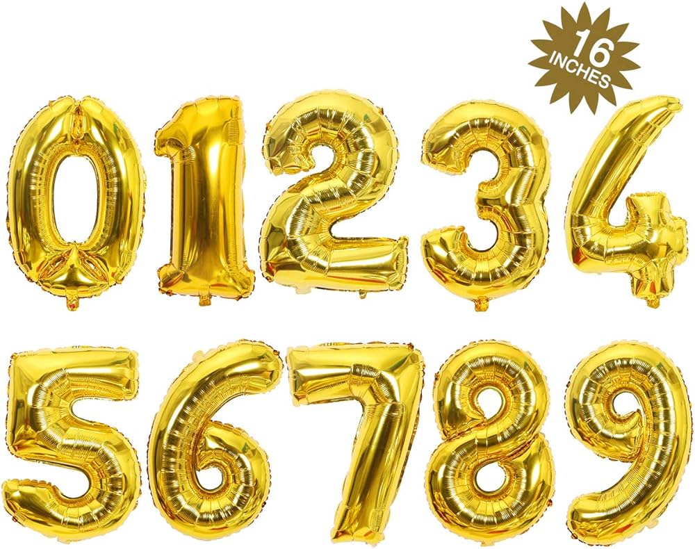 16 inch Gold Number Balloon