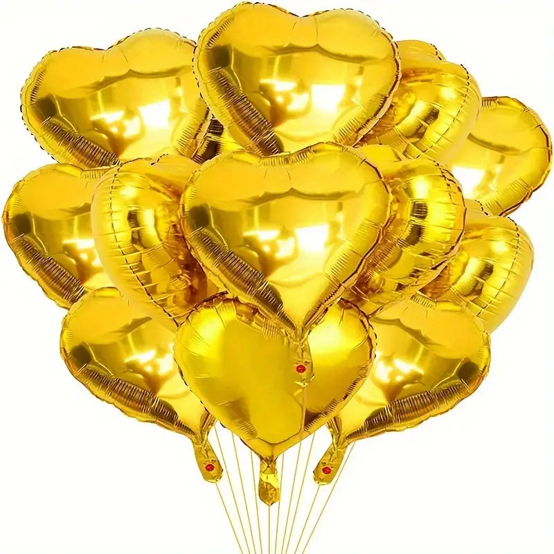 Valentines Helium Gold Heart Balloons