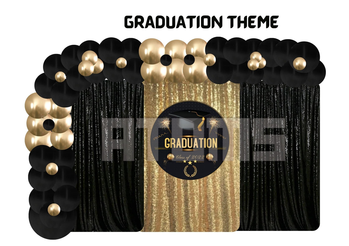 Pink Theme Graduation Curtains Setup