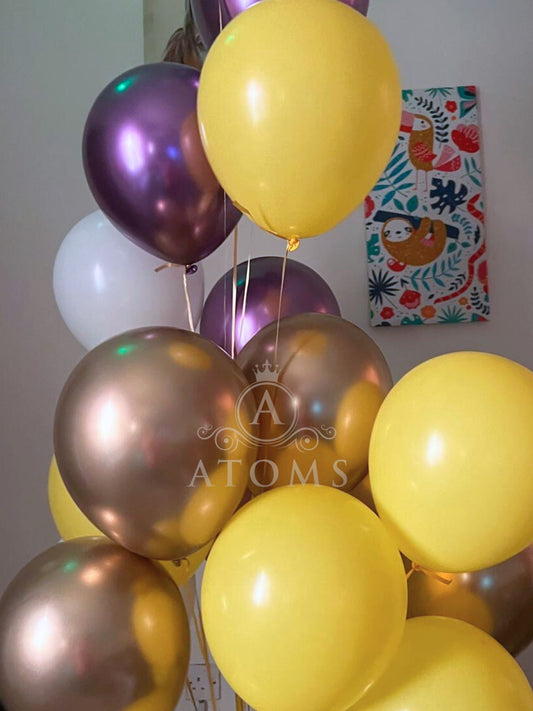 Purple & Yellow Helium Balloon Bunch